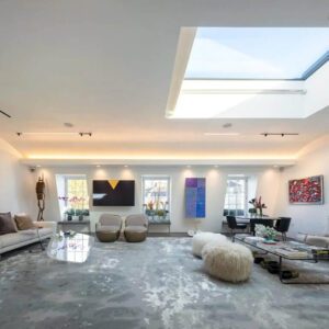 Vista interna da premiada Penthouse London, projeto de Fernanda Marques reconhecido com o A'Design Award Gold 2016 por sua excelência em arquitetura de interiores e sofisticação urbana.