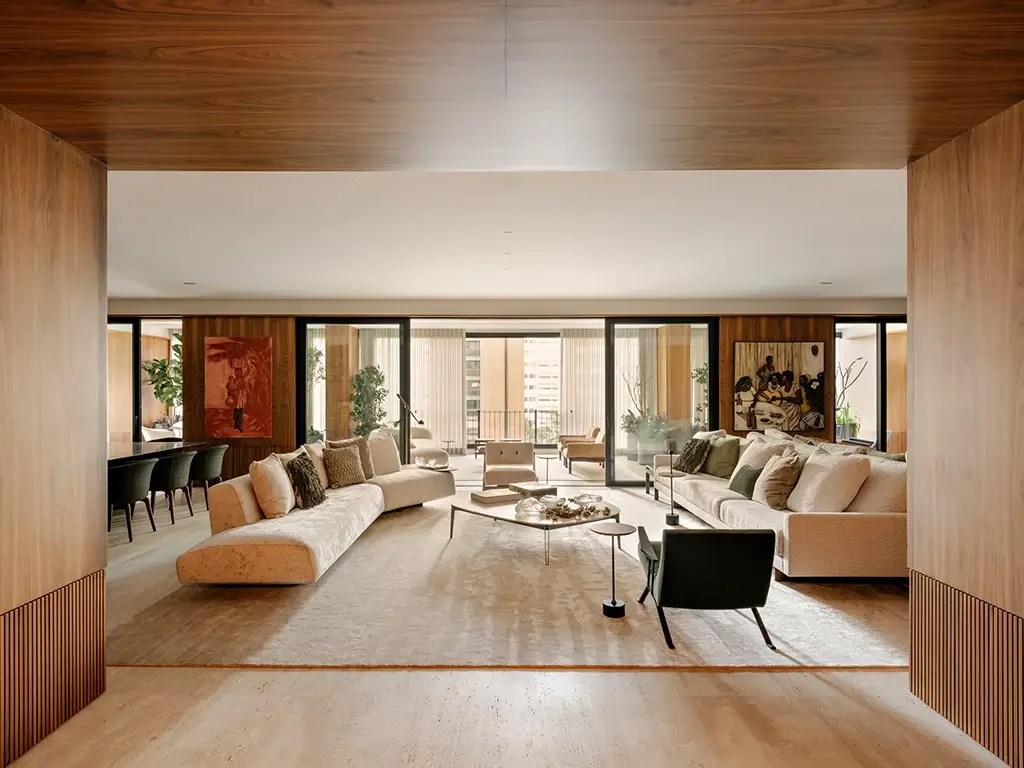 Foto da sala de estar do Apartamento Pulso, projetado por Fernanda Marques Arquitetura
